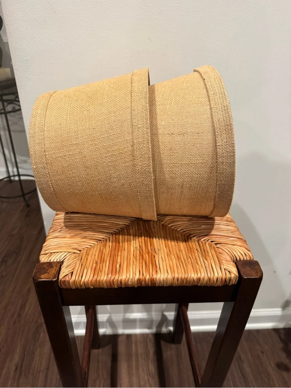 2 Natural Burlap Drum Lamp Shades Neutral Tan 7x8